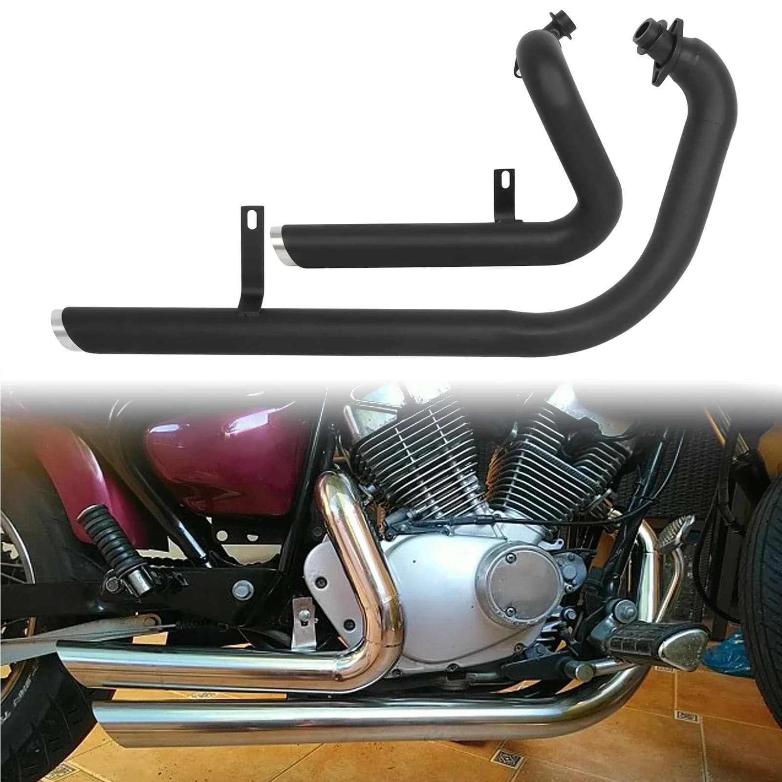 Tuyau de système d'accès de silencieux complet de moto, silencieux en acier inoxydable, Yamaha Virago 250, XV125, 125, XV 125, XV250