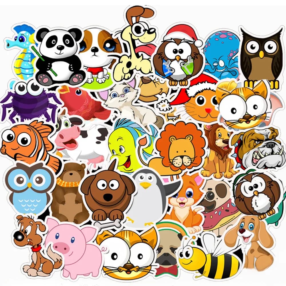 10/30/50 PIÈCES Dessin Animé Animaux Autocollants Ordinateur Portable Guitare Bagages Réfrigérateur Téléphone Vélo Étanche Graffiti Autocollant Autocollant Enfant Jouets Classiques