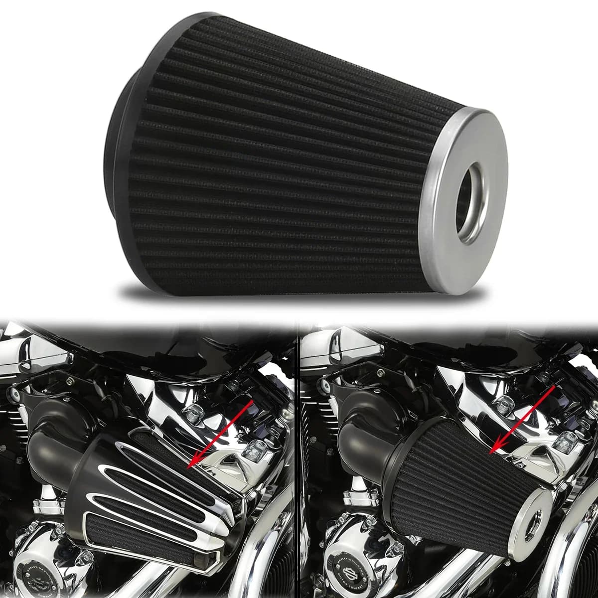 Élément de filtre à air pour Harley Touring Road King Street Glide Dyna Softail Sportster (couleur grise)