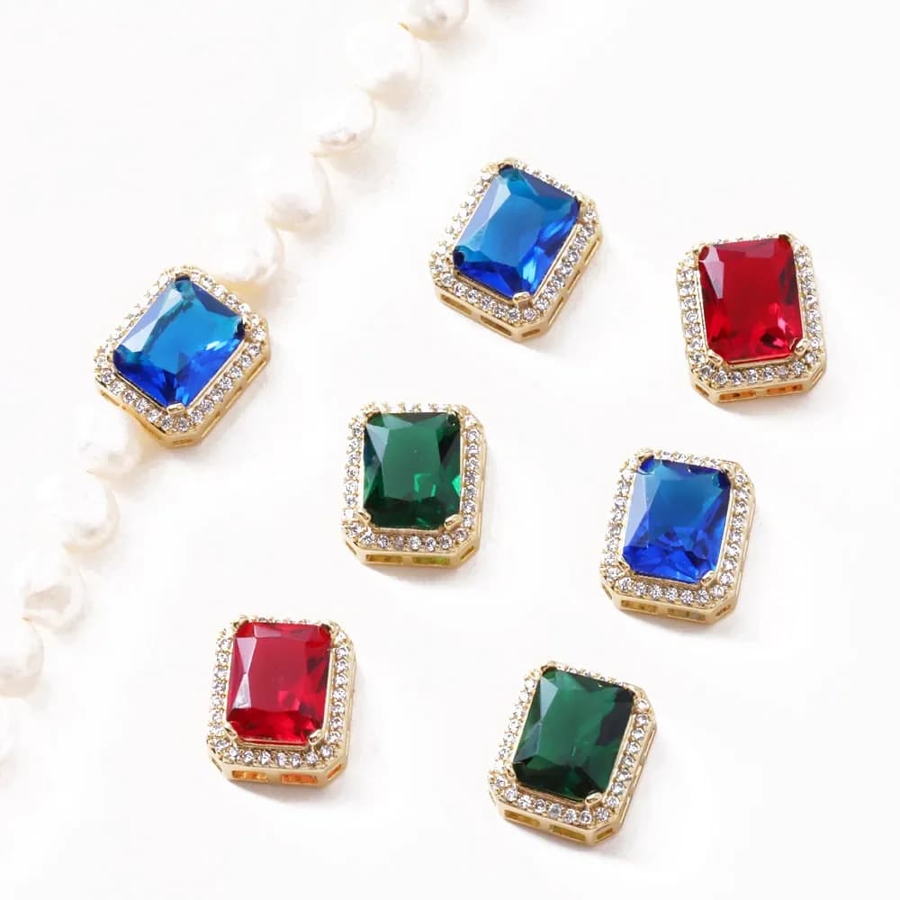 Collier Rectangulaire Antique Plaqué Or 14K, Composants de Bijouterie, Accessoires en Laiton Faits à la Main, 2 Pièces