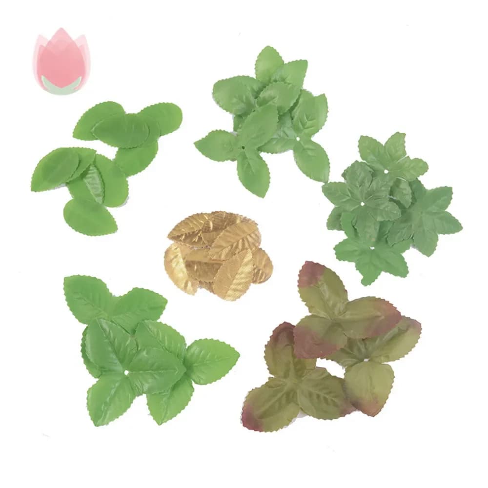 Feuilles d'arbre vertes artificielles, 100 pièces, pour la maison, décoration d'arbre de noël, accessoires artisanaux pour Scrapbooking, décoration de mariage DIY