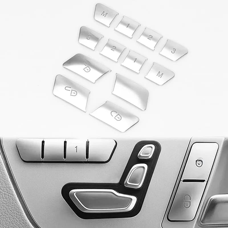 Bouton de verrouillage de la mémoire de siège de porte intérieure de voiture, autocollant de couverture Kiev illage, accessoires de décoration de voiture, Mercedes Benz Classe C E, W204, W212, 1 jeu
