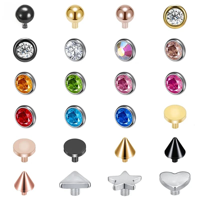 ZS 1PC coloré Micro Piercing cutané pour femme cristal acier inoxydable titane ancre cutanée étoile coeur Surface peau Piercings