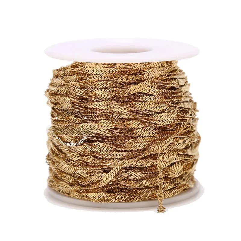 Chaînes ondulées en acier inoxydable de 2M, 2mm, 2.5mm, pour bricolage, collier, Bracelets, fournitures, fabrication de bijoux