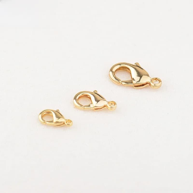 (3475) 20 pièces 10MM 12MM 15MM 24K couleur or plaqué laiton fermoirs à homard connecter fermoirs accessoires de bijoux de haute qualité