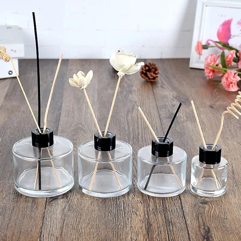 Récipient en verre transparent pour diffuseur de parfum HI, bouteille d'aromathérapie, roseau en rotin, décoration d'intérieur, 50 ml, 100 ml, 150 ml, 200ml, 5 pièces