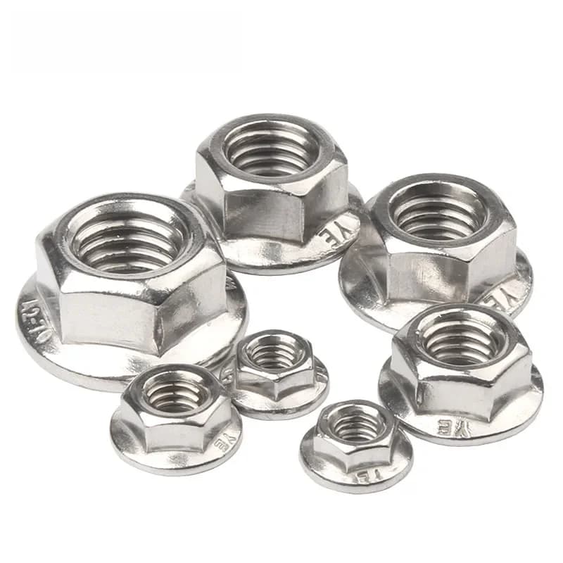 Écrous à bride hexagonale M3 M4 M5 M6 M8 M10 M12 M16 M20 en acier inoxydable 304, écrou à verrouillage automatique dentelé DIN6923 Spinlock