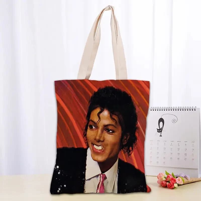 KPOP Michael Jacks sac fourre-tout femmes toile tissu sacs Eco réutilisable sacs à provisions voyage plage décontracté utile sac à bandoulière 03-18
