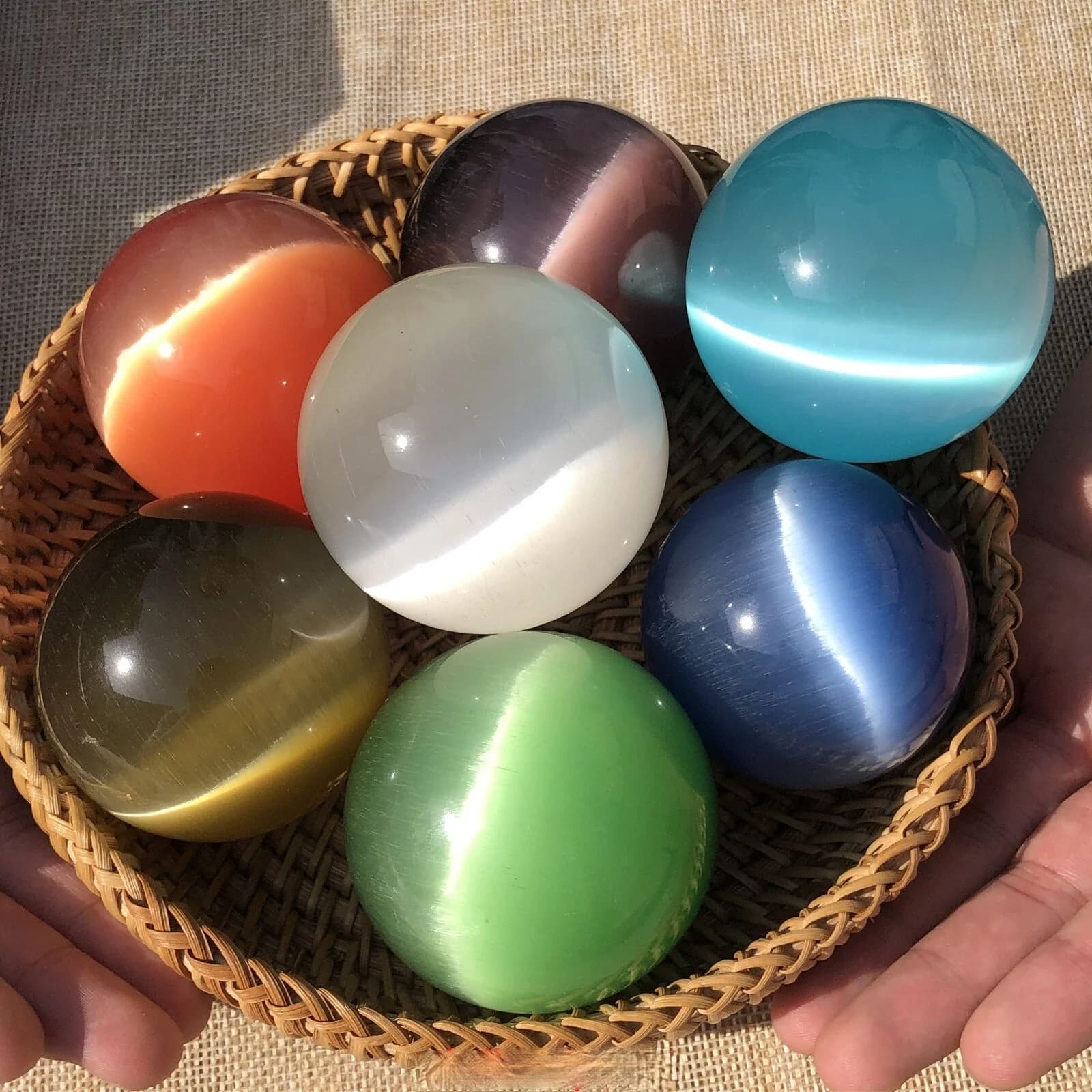 Belles boules de pierre œil de chat naturelles Rares, 40/50/60MM, cristal de Quartz, sphère de guérison Reiki, décoration de bureau et de maison