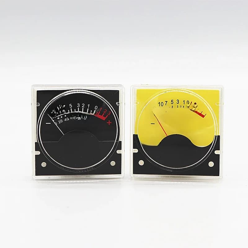 Amplificateur de puissance 1 pièce, niveau audio VU mètre pointeur audio VU mètre H-R36 cadran VU avec fond noir et fond jaune.