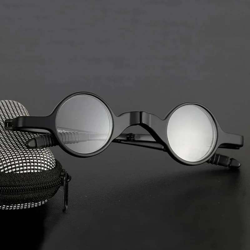 Lunettes de lecture pliantes pour hommes, noires, petites, rondes, opitales, Ultra légères, portables, avec étui, TR90, nouvelle collection