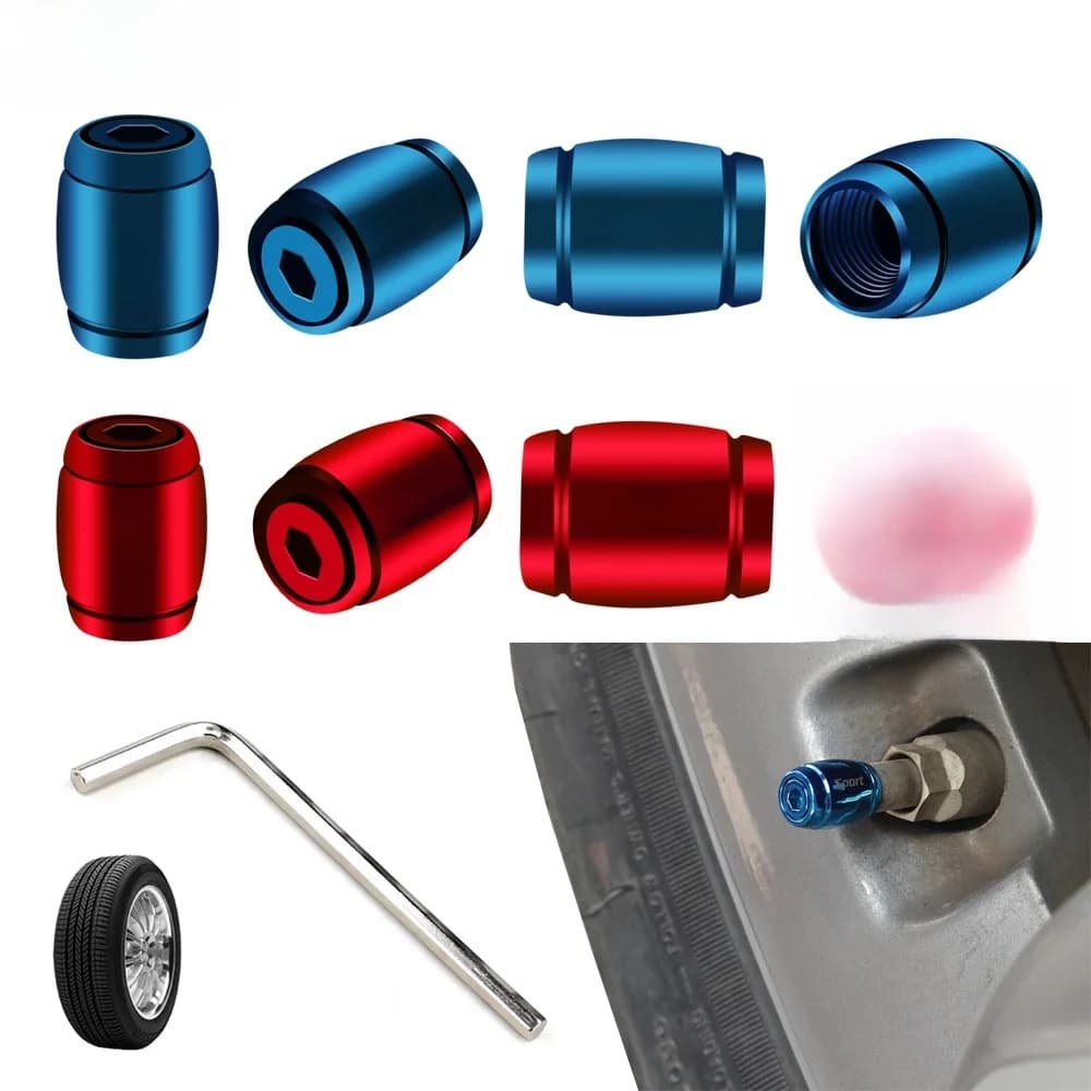 Capuchon de tige de Valve de pneu de voiture, 4 pièces, couvercle de tige d'air, Anti-poussière et Anti-vol, en aluminium coloré brillant