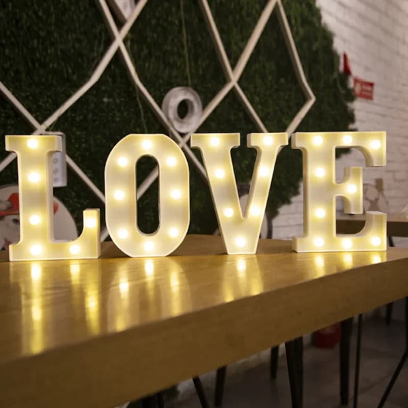 Lettre de l'alphabet de luxe LED lumières lampe numérique lumineuse batterie veilleuse pour la maison mariage anniversaire décoration de fête de noël