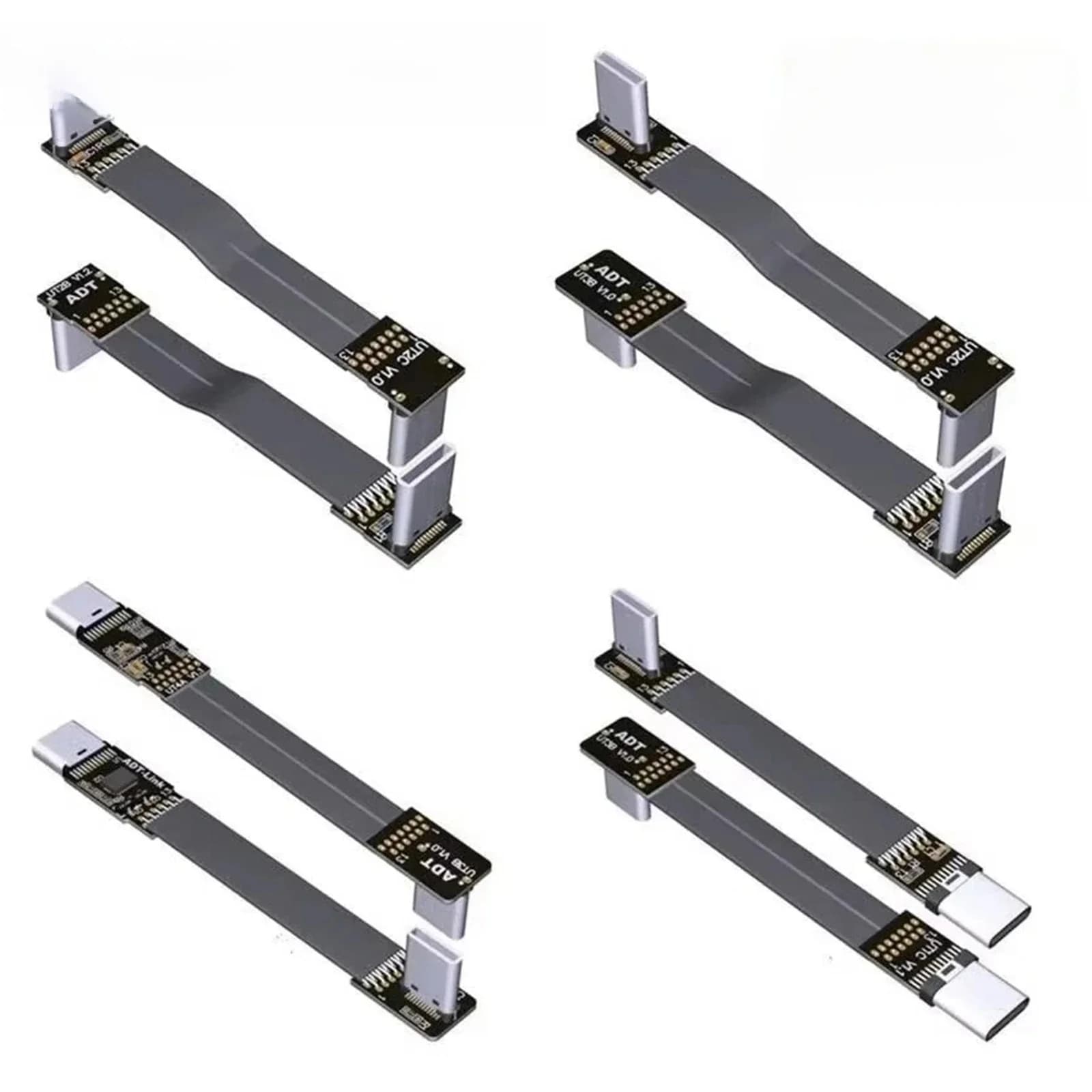 Ruban FPV USB 3.1 TYPE-C vers TYPE C câble d'extension plat Angle haut/bas de 90 degrés données USB-C 10Gbps Gen2 câble USB 3.1 pleine vitesse