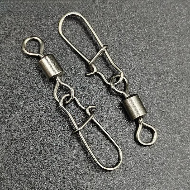 50 pièces/lot 1 # -14 # Accessoires de pêche à la carpe, connecteur à broche, roulement pivotant en acier inoxydable, hameçon à pression, leurre pivotant, matériel