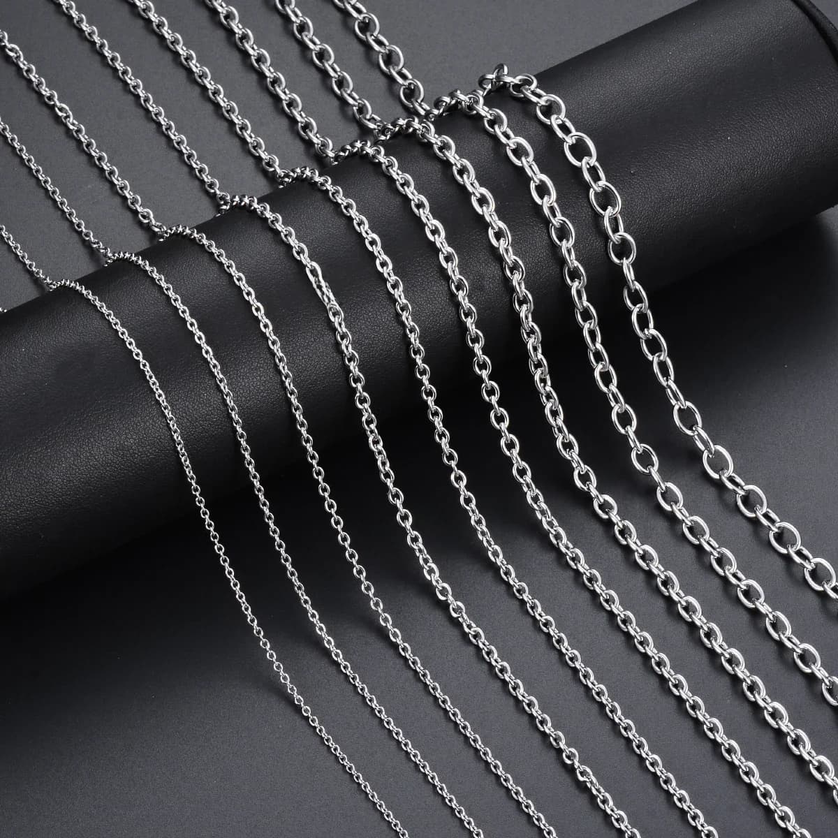 1 pièces largeur 1.5-4.5mm acier inoxydable croix O chaîne femmes hommes collier trouver pendentif bricolage gros bijoux 40-100 cm livraison directe