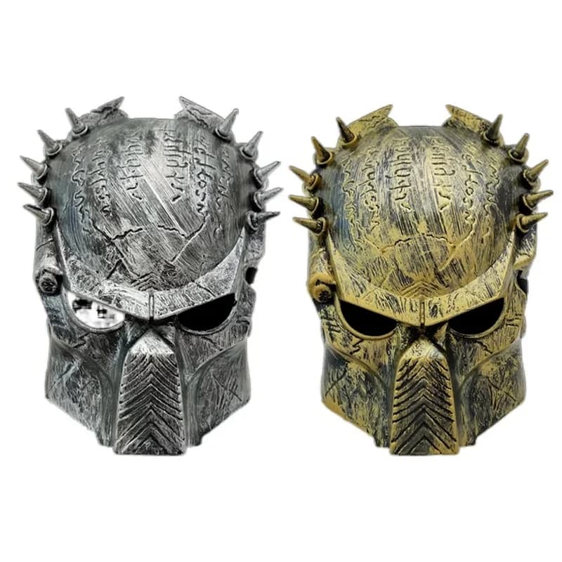 Masque prédateur Masque d'horreur d'Halloween Masque de loup solitaire Rivet Masque en fer à pression Anime Steampunk Cosplay Masque Cyborg Masque prédateur