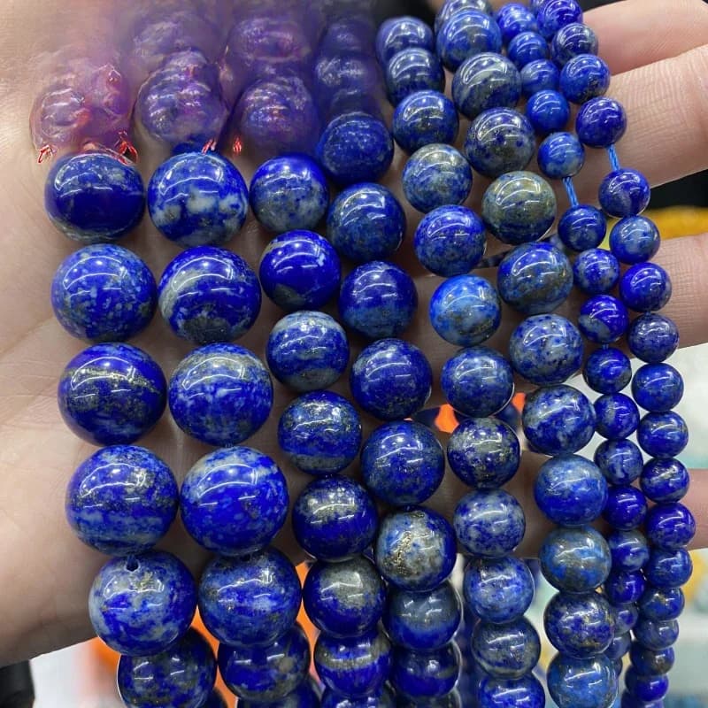 AAAAA – perles rondes en pierre Lapis Lazuli naturelle, amples, 4, 6, 8, 10, 12 MM, taille au choix pour la fabrication de bijoux, Bracelet à bricoler soi-même, fil de 15 pouces