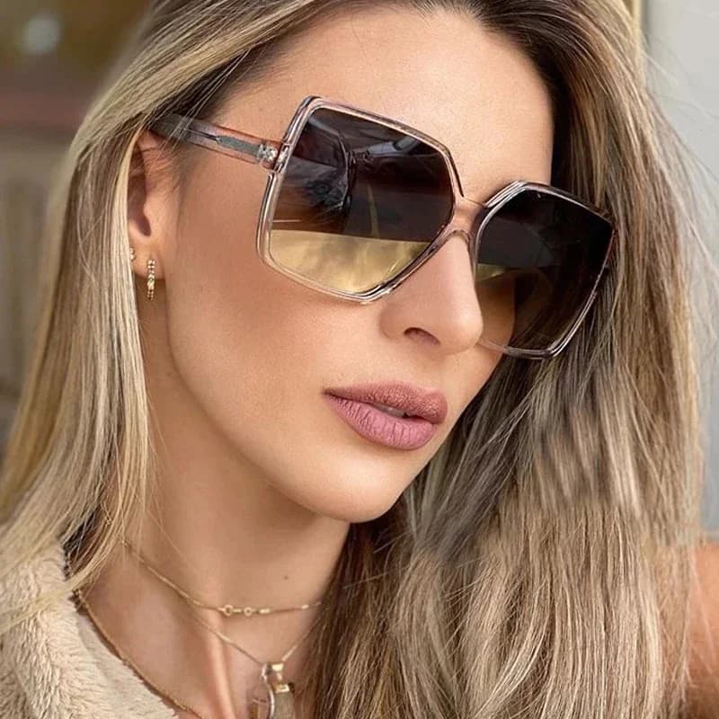 Lunettes de soleil carrées de luxe femme marque concepteur rétro cadre en plastique grandes lunettes de soleil femme Vintage dégradé mâle Oculos Feminino