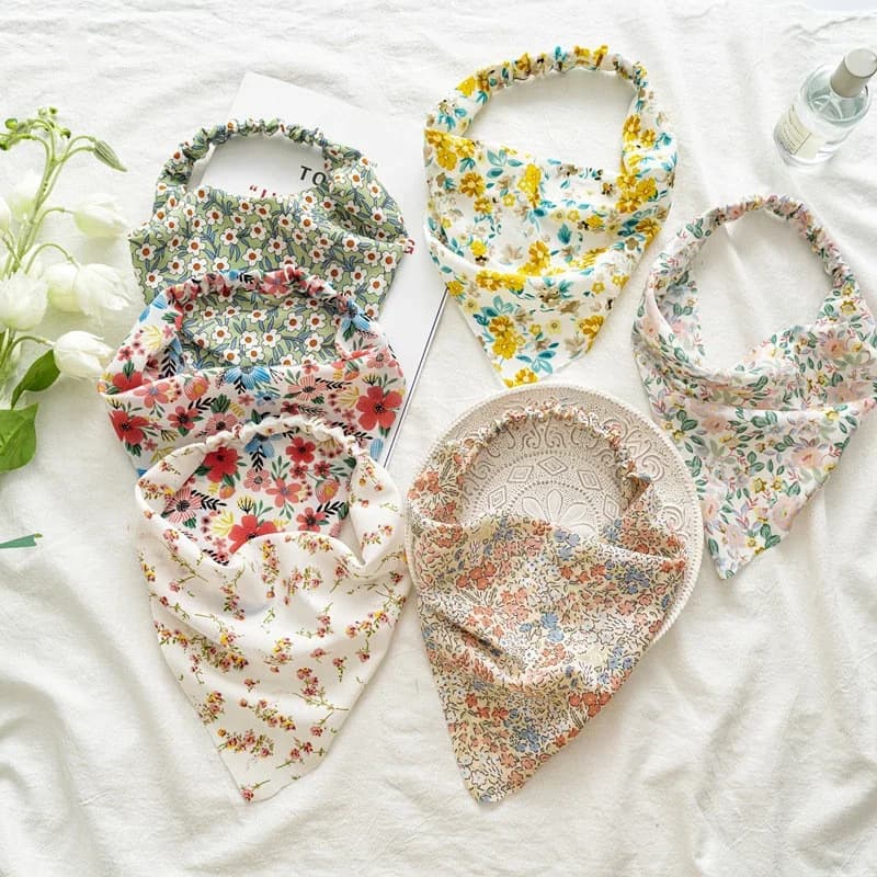 Ruoshui Triangle cheveux écharpe pour femme été imprimé Floral Bandanans femme cheveux accessoires bandeau élastique Hiarband bandeau