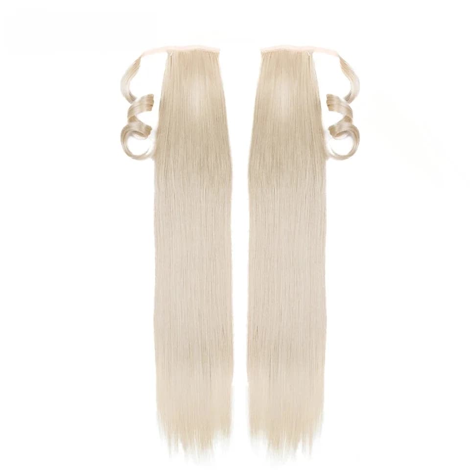 Extension synthétique queue de cheval 32 pouces-Noble, postiche synthétique longue et lisse avec pince ronde, faux cheveux queue de cheval avec degré de chaleur