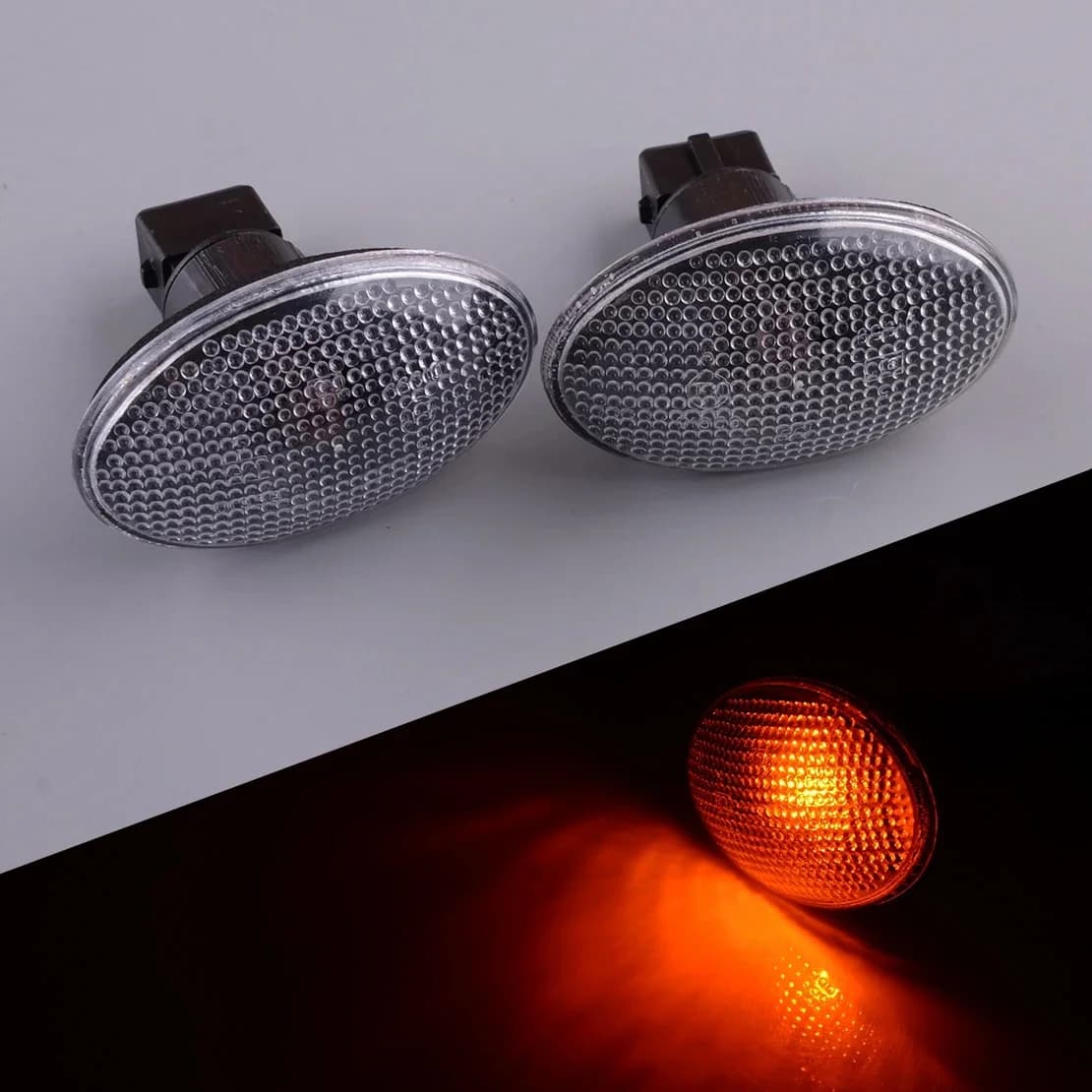 Indicateur lumineux de marqueur latéral de voiture, lentille transparente avec ampoules LED, 2 broches, adapté pour Ford ATIC Escort Fi.C. Mondeo Street Mazda, 2 pièces par ensemble