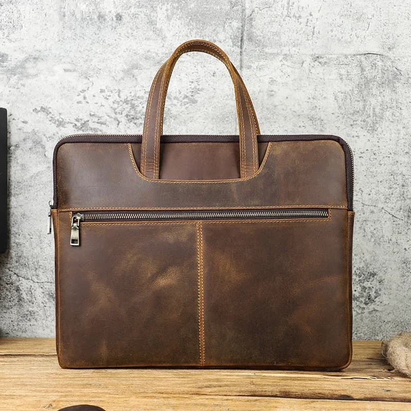 CONTACT'S hommes Crazy Horse cuir sac à main décontracté pochette d'ordinateur pour 15 "16" voyage d'affaires hommes fourre-tout sacs marque Design porte-documents