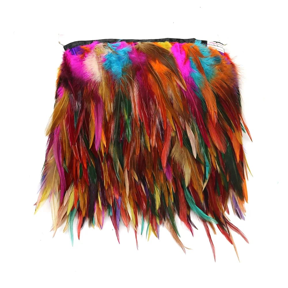 Garnitures de plumes de coq teintes multicolores, ruban de plumes de faisan naturel, robe et jupe, accessoires de couture, recommande, 4-6 pouces, 1 m