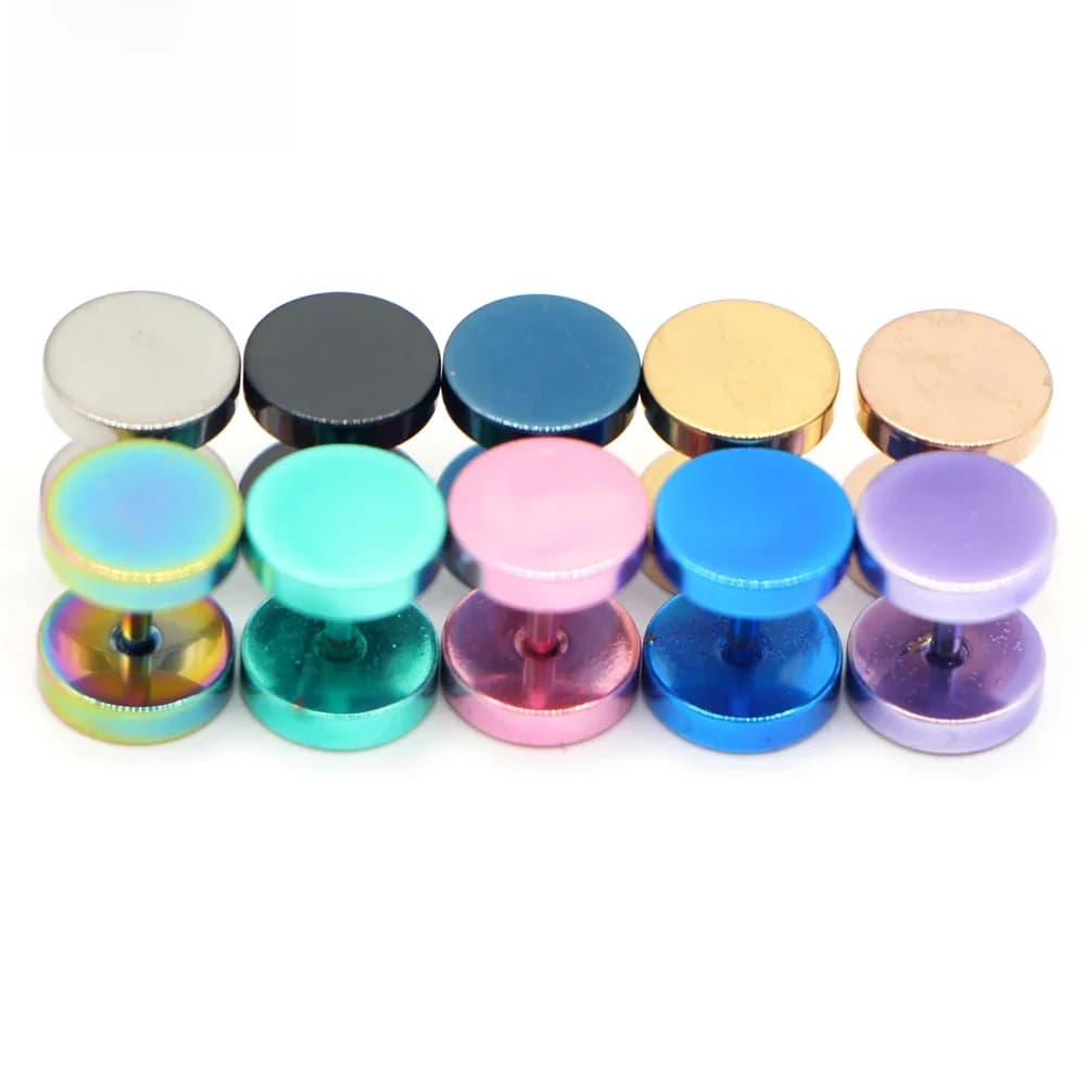Alisouy 2 pièces gothique en acier inoxydable haltère ronde boucles d'oreilles pour femmes hommes haltère piercing boucles d'oreilles Punk mode bijoux