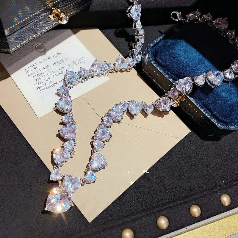 ChimCoussins-Collier en diamant simulé pour hommes et femmes, rempli d'or blanc, bijoux de fête de mariage, pierres précieuses, cadeau