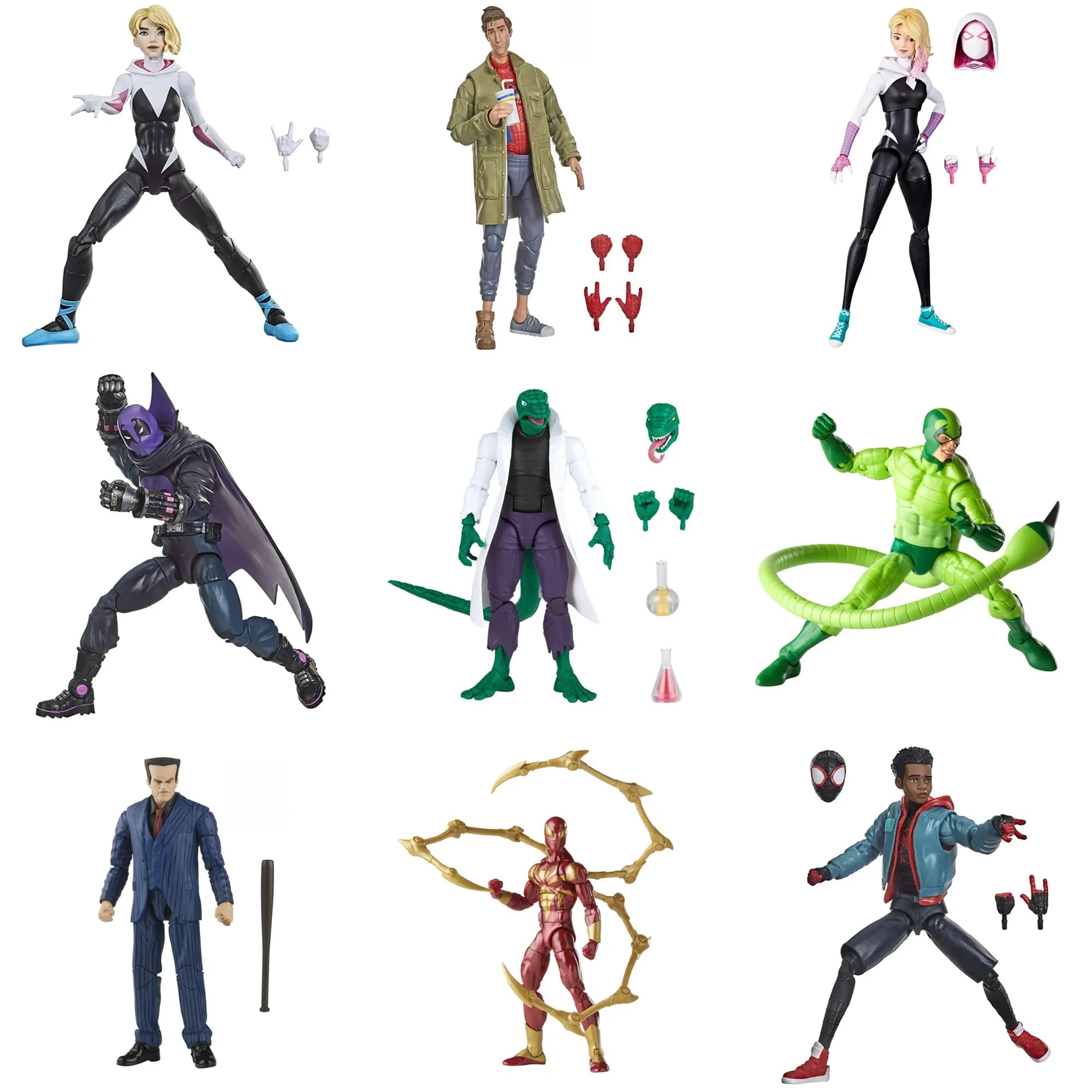 Figurines d'action Hasbro ML Spider Man Into Spider Verse Miles Morales Gwen Peter B. Parker Prowler Kraven Lizard Chasm 6 pouces