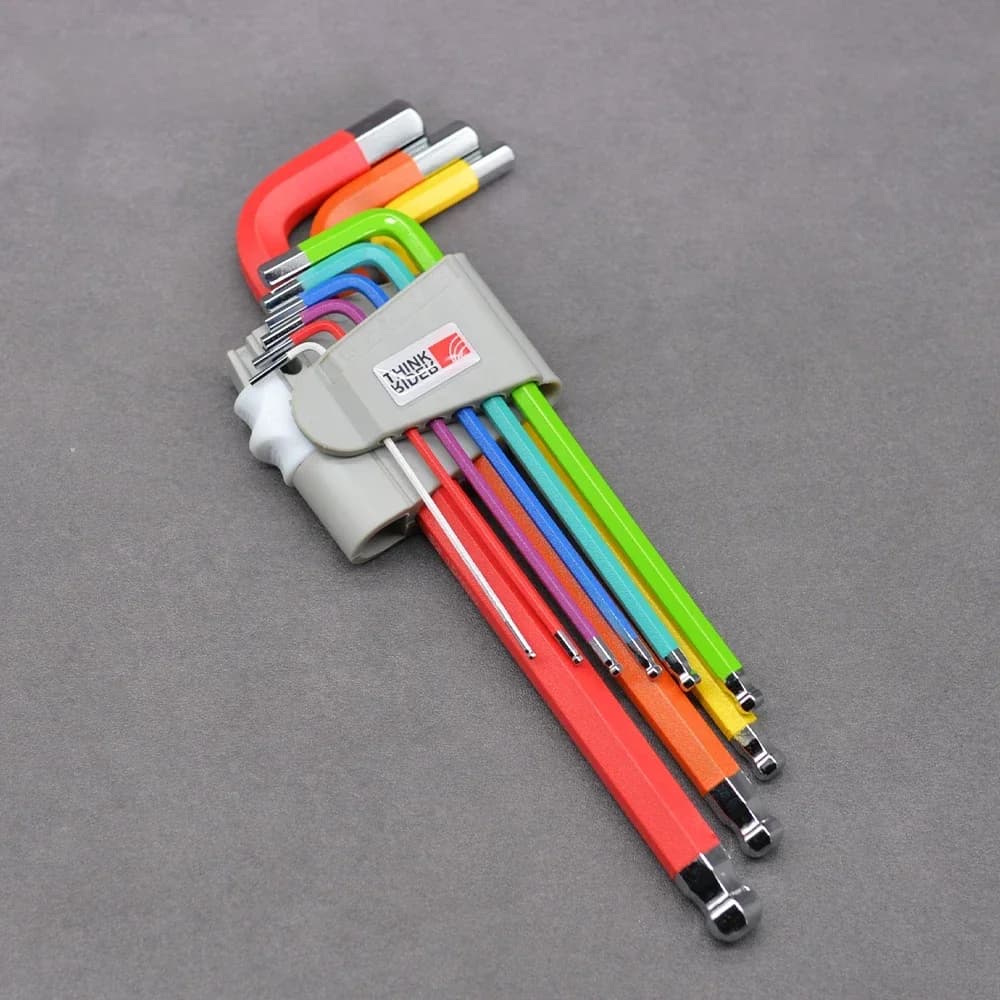 ThinkRider – outils de réparation de vélo couleur, clé en L, hexagone intérieur de bicyclette, jeu de clés hexagonales 1.5/2/2.5/3/4/5/6/8/10mm à extrémité sphérique 9p