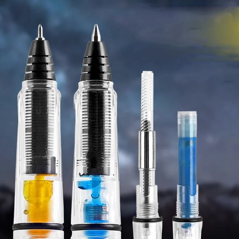 Stylo plume à Piston de haute qualité, aiguille à balle blanche transparente 0.38mm 0.5mm, papeterie fournitures scolaires et de bureau