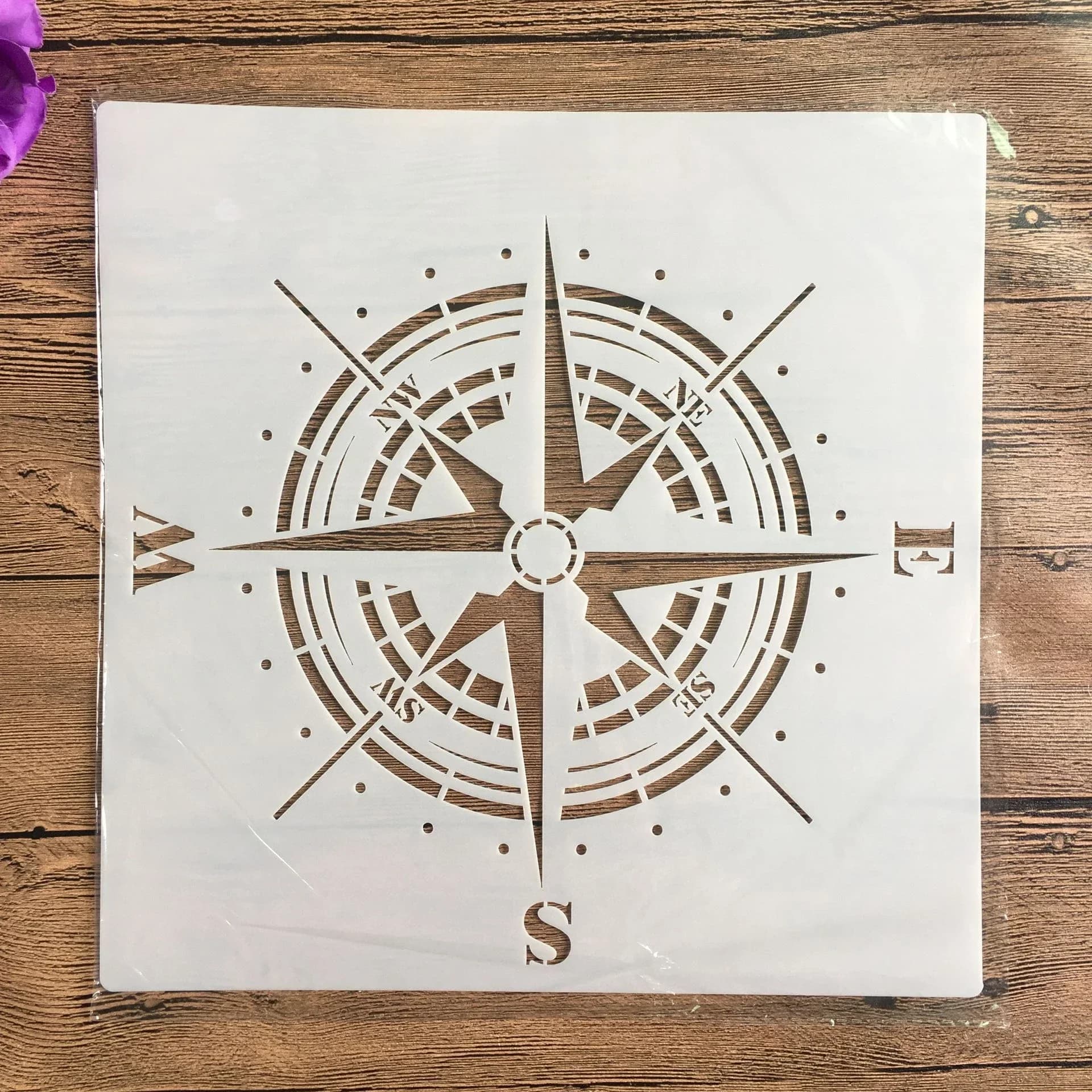 Moule de boussole mandala artisanal, taille 30x30cm, pour peinture, pochoirs, album photo estampé, carte en papier gaufré sur bois, mur en tissu