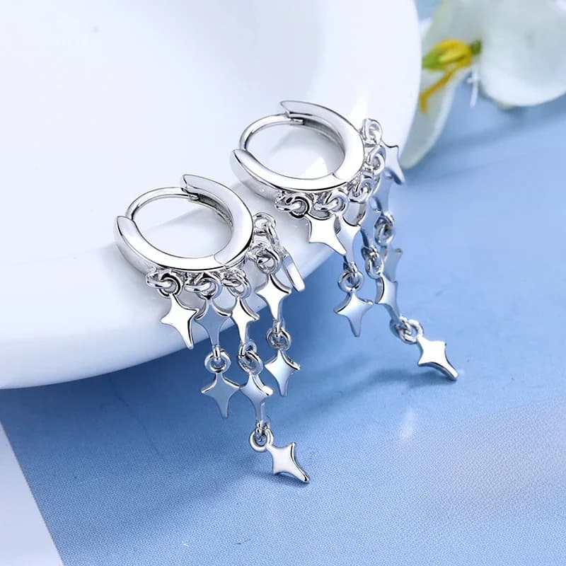 Boucles d'oreilles longues à pampilles en argent Sterling 2025, pour femmes, étoile créative, Vintage, cerceau, bijoux d'oreille, cadeau d'anniversaire pour filles, 925