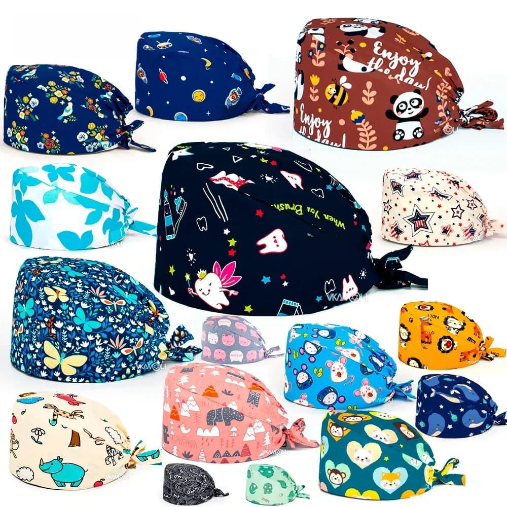 Chapeau doux unisexe avec impression de tête d'infirmière, générateurs de serviettes rondes, anti-saleté, bonnet en pur coton, bonnet de gIslande d'allaitement, accessoires, prix de gros