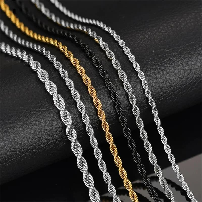 BTEN-Collier Classique en Acier Inoxydable pour Homme et Femme, Bijoux Figaro Cubain, Corde JOMen, Largeur 2mm, 3mm, 2020mm, 4/5