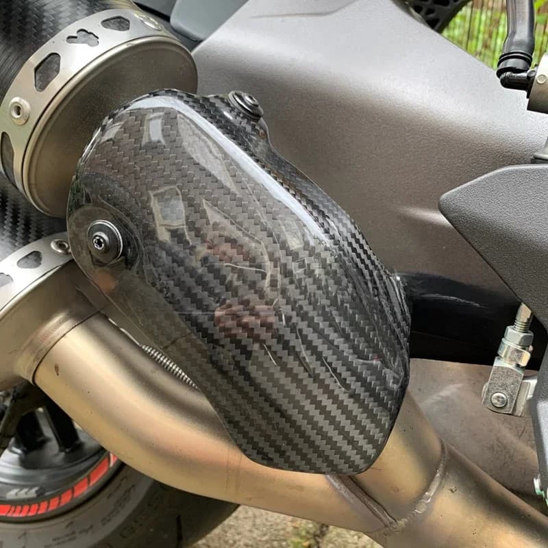 Couvercle de bouclier thermique pour tuyau d'échappement, carénage de protection pour Ducati Monster 821 1200, entièrement en Fiber de carbone 100%