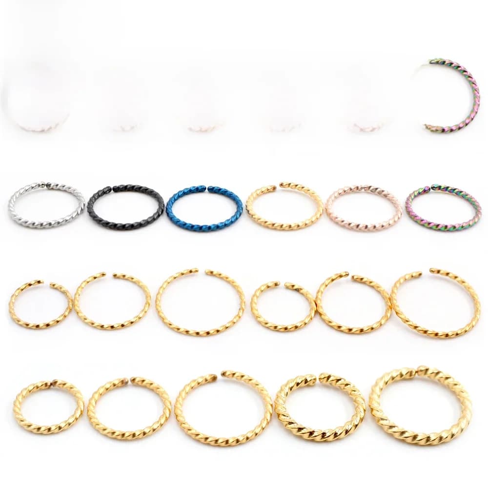 Alisouy-Boucles d'oreilles créoles à clip en acier inoxydable, anneau antarctique fin, septum, hélice, ovale ine, labExamen, Jul