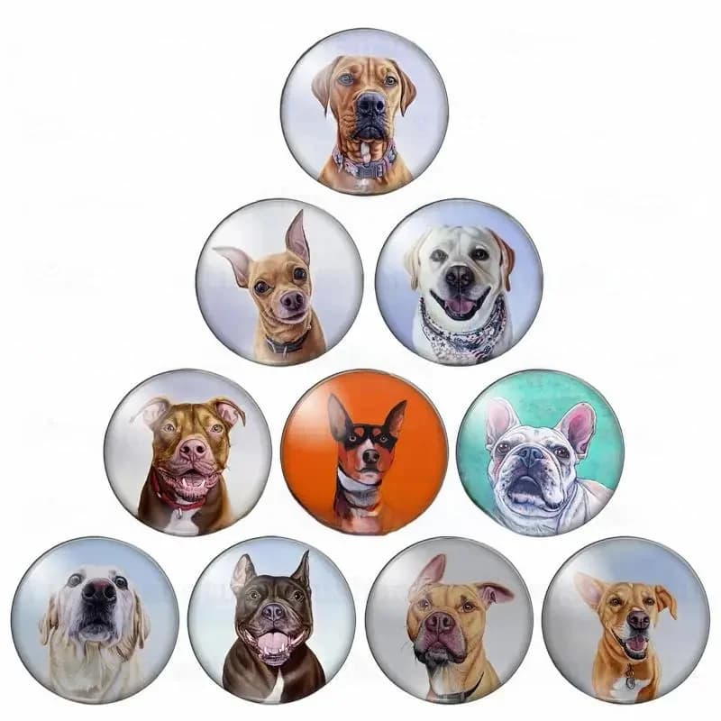 Cabochon animal tête de chien mignon 12mm/20mm/25mm/30mm photo ronde cabochon en verre démo dos plat résultats de fabrication