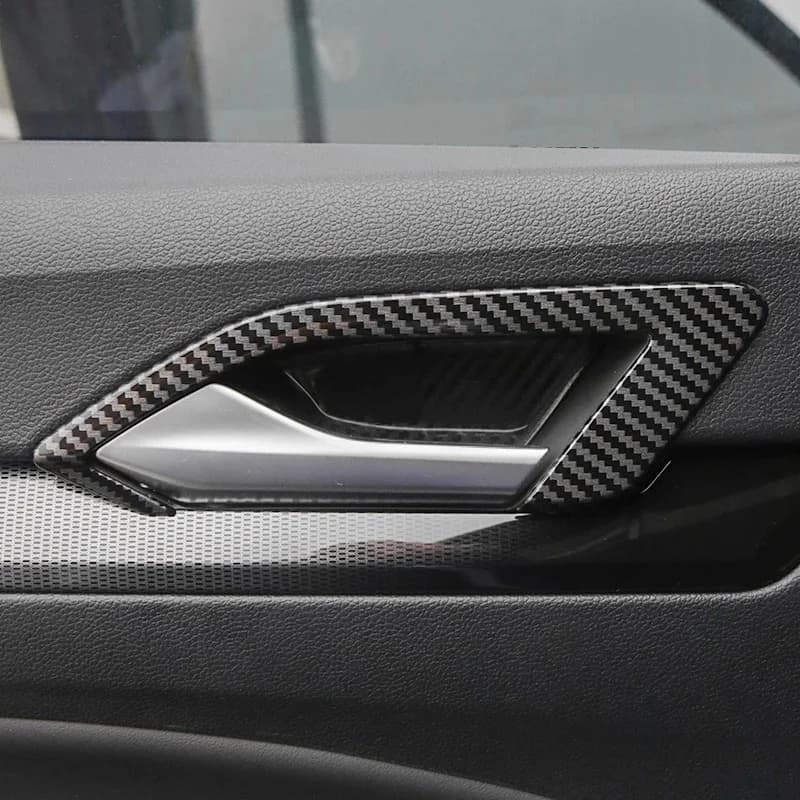 Autocollant de garniture de moulage de couverture de cadre de bol de poignée de porte intérieure de voiture de Style de Fiber de carbone pour VW Golf 8 MK8 accessoires 2020 2021 2022 2023