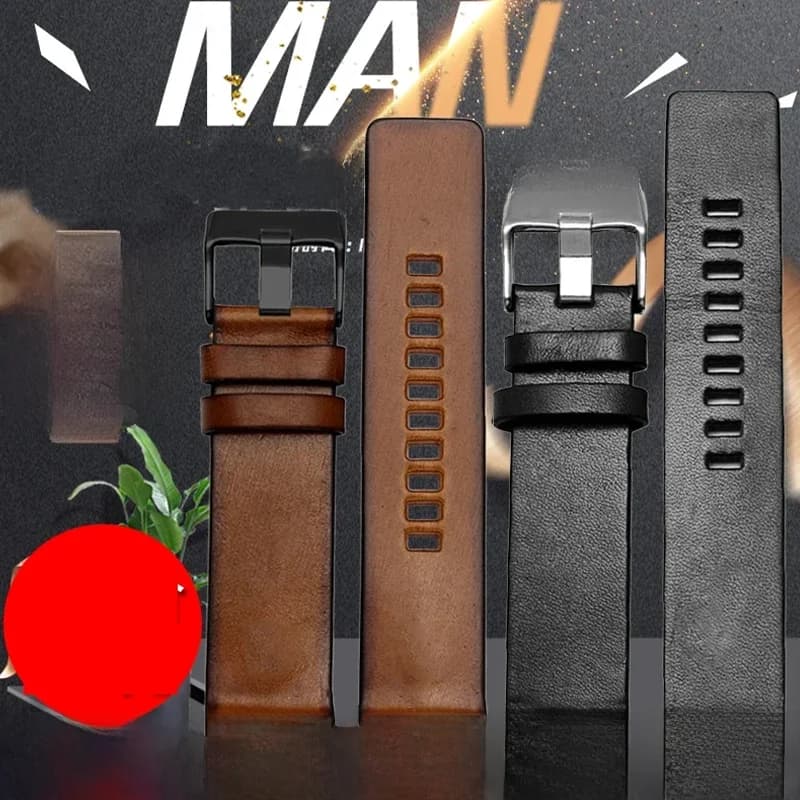 Bracelet en cuir véritable pour montre diesel, 22 24 26 27 28 30mm, DZ4323 DZ1657 DZ1405