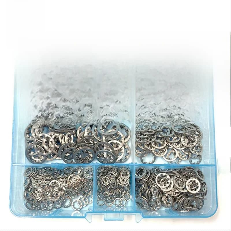 400 pièces/ensemble M3 M4 M5 M6 M8 mélange gb861.1 304 rondelles en acier inoxydable joint denté externe Kit de rondelle de verrouillage dentelée DIN6797J