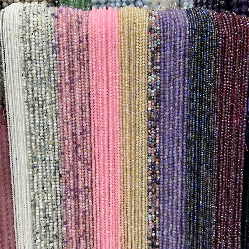 Perle de pierre naturelle à facettes de 2 ou 3 mm, Zircon, quartz Rose, améthystes, rubis, Agates, perles de rocaille pour la fabrication de bijoux, fournitures de travaux manuels