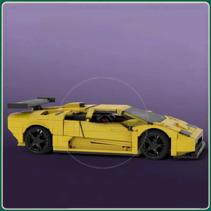Blocs de construction MOC, voiture de ville de vitesse, briques technologiques, véhicule de course jaune, ensembles d'assemblage, Collection de jouets, affichage, cadeaux de noël