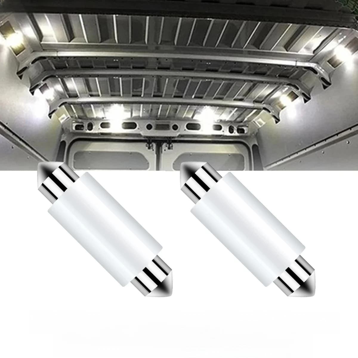 Apktnka – 2 ampoules Led pour voiture, lumière incandescente, 41mm, C5W, pour Renault, Trafic, Opel, Vivaro, Ford, Transit, Xenon, blanc