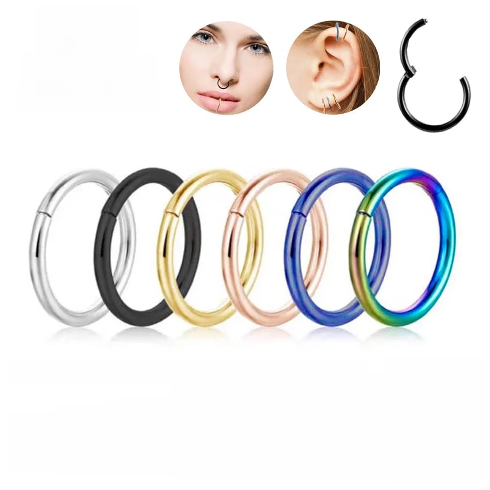 Anneaux de nez en titane G23, Clips de corps de couleurs mélangées, cerceau pour femmes et hommes, Piercing de Cartilage, bijoux Segment lèvre oreille L anneau cerceau