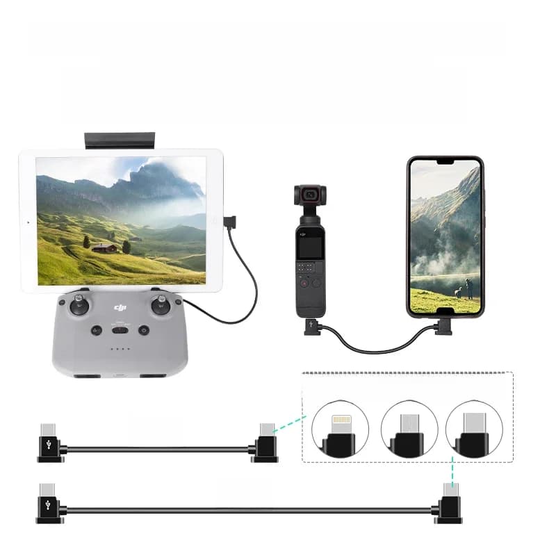 Câble de données TYPE-C vers Lightning/TYPE-C/Micro-USB, 15/30cm, pour tablette Smartphone DJI MINI 3 PRO/MINI 2/POCKET 2/MAVIC AIR 2s, 1 pièce
