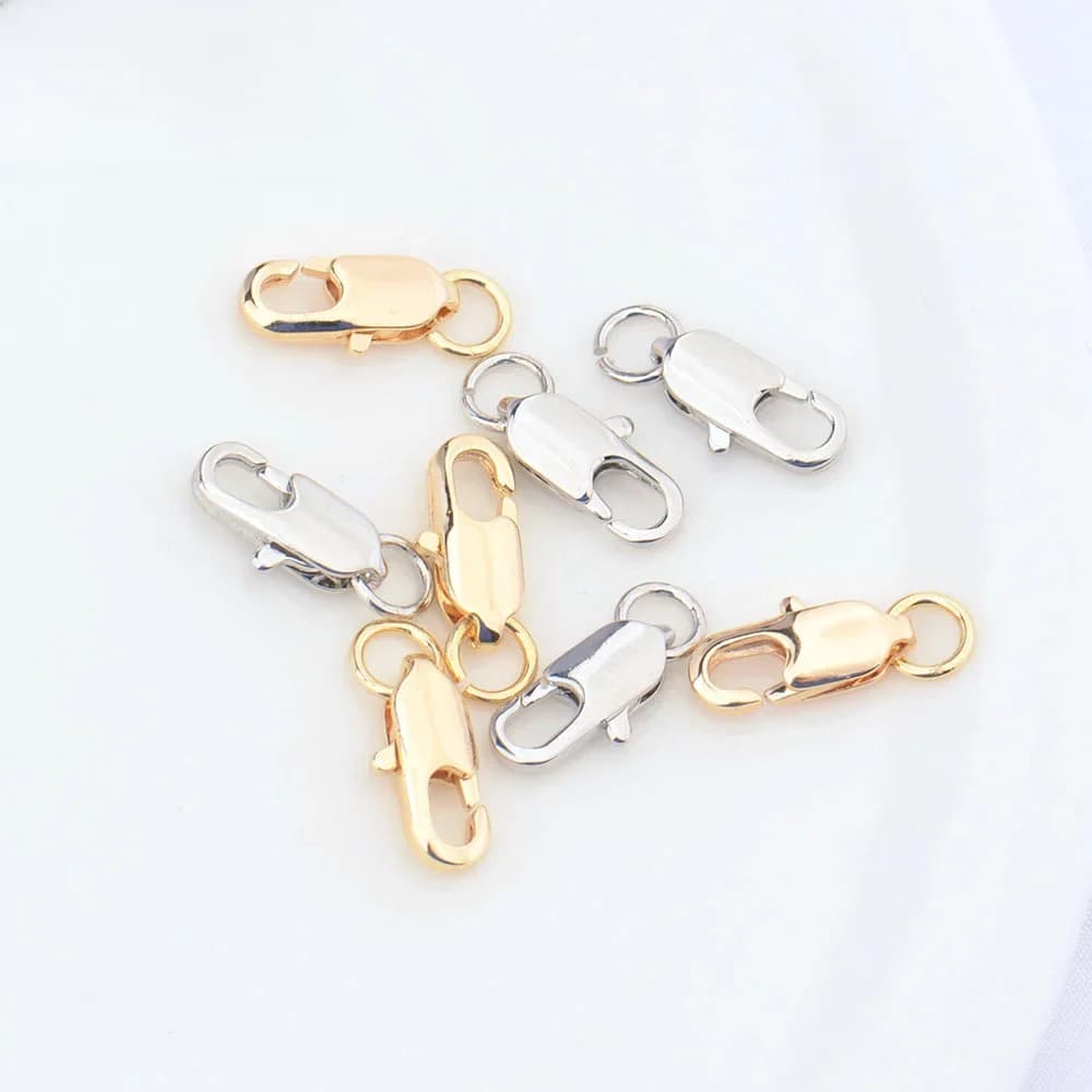 (3328)6 pièces 5x12MM 24K couleur or plaqué laiton Rectangle homard fermoirs collier fermoirs accessoires de bijoux de haute qualité
