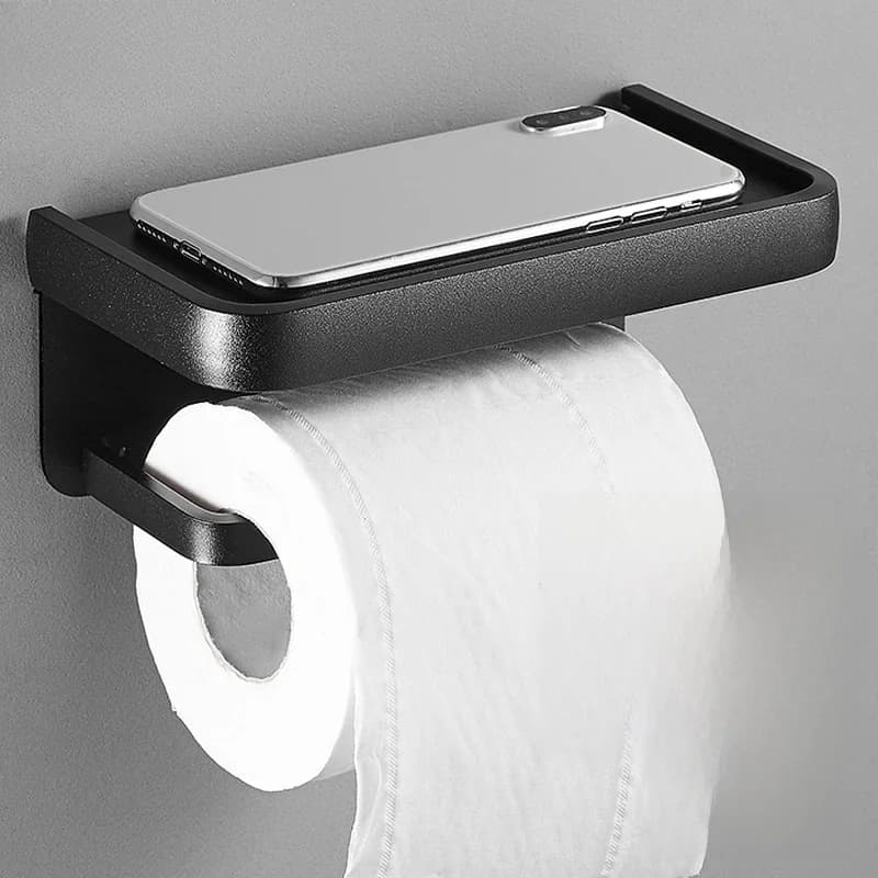 Porte-papier hygiénique multifonction noir, étagère de rangement, porte-rouleau de papier, chrome, gris, blanc, EL609